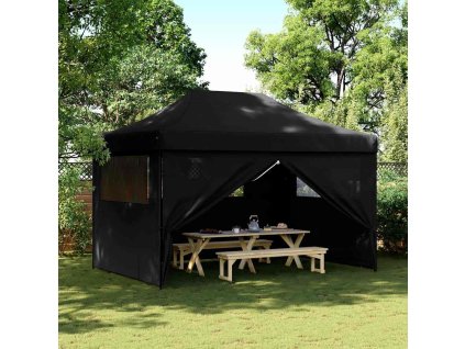 Multidom Skladací pop-up párty stan so 4 bočnými stenami čierny