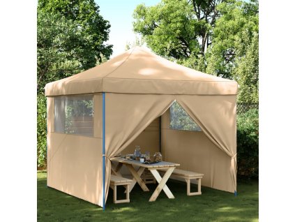 Multidom Skladací pop-up párty stan so 4 bočnými stenami béžový