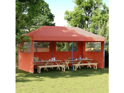 Multidom Skladací pop-up párty stan s 3 bočnými stenami terakotový
