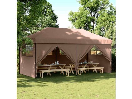 Multidom Skladací pop-up párty stan so 4 bočnými stenami hnedý