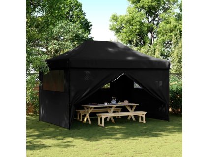 Multidom Skladací pop-up párty stan so 4 bočnými stenami čierny