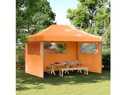 Multidom Skladací pop-up párty stan s 3 bočnými stenami oranžový