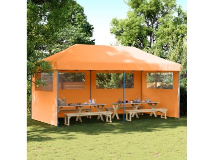 Multidom Skladací pop-up párty stan s 3 bočnými stenami oranžový