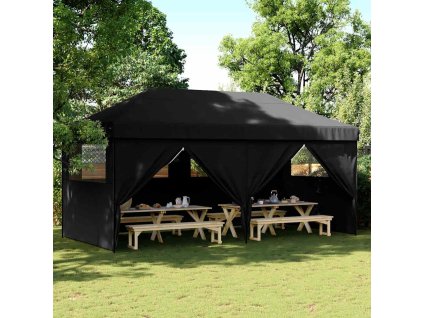 Multidom Skladací pop-up párty stan so 4 bočnými stenami čierny