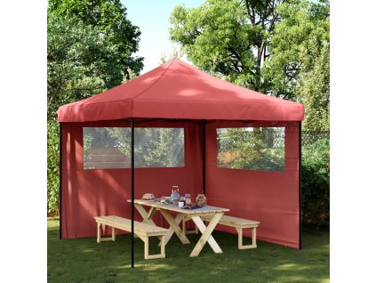 Multidom Skladací pop-up párty stan s 2 bočnými stenami burgundský