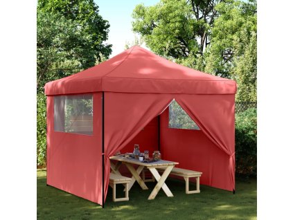 Multidom Skladací pop-up párty stan so 4 bočnými stenami burgundský