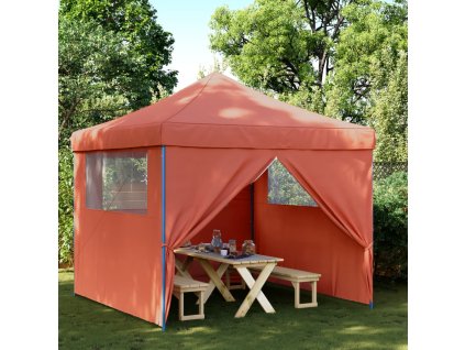 Multidom Skladací pop-up párty stan so 4 bočnými stenami terakotový