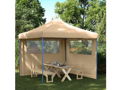 Multidom Skladací pop-up párty stan s 2 bočnými stenami béžový