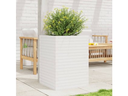 Multidom Záhradný kvetináč biely 50x50x68,5 cm masívna borovica