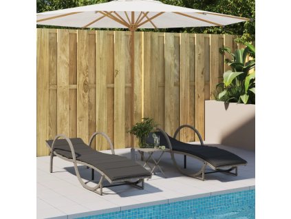 Multidom Záhradné ležadlá 2 ks s vankúšmi svetlosivé polyratan