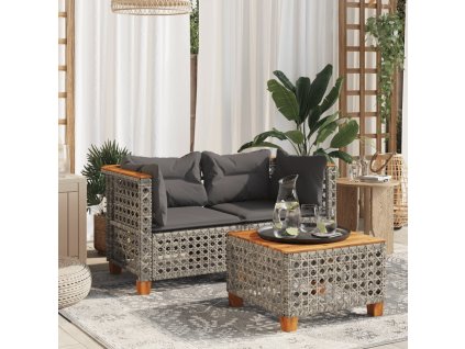 Multidom Záhradné rohové pohovky s podložkami 2 ks sivé polyratan