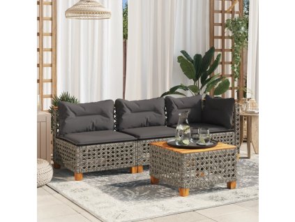 Multidom Záhradná pohovka s podložkami, 3-miestna, sivá, polyratan