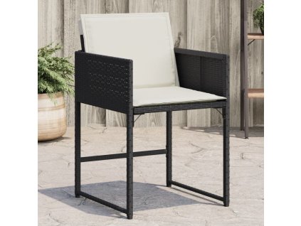 Multidom Záhradné stoličky so sedákmi 4 ks čierne polyratanové