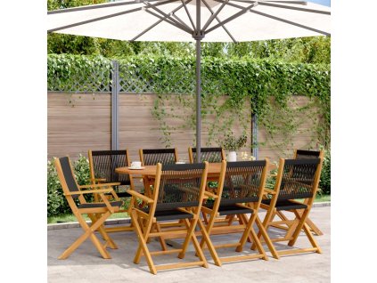 Multidom Skladacie záhr. stoličky 8 ks čierne masívne akáciové drevo