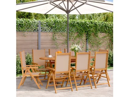 Multidom Sklápacie záhr. stoličky 8 ks sivohnedé látka a masívne drevo