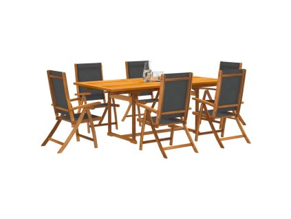 vidalXL 7-dielna záhradná jedálenská súprava akáciový masív a textilén