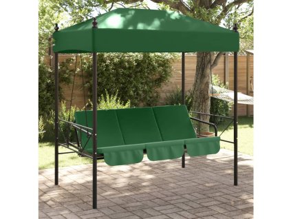 Multidom Záhradná hojdačka so strieškou zelená oceľová