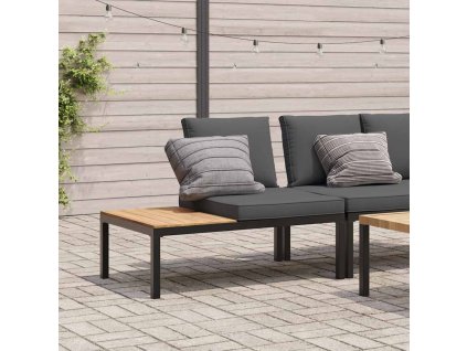Multidom Záhradná lavica s vankúšmi čierna hliník