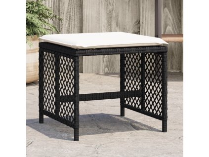 Multidom Záhradné taburetky s vankúšmi 4 ks čierne 41x41x36 cm polyratan