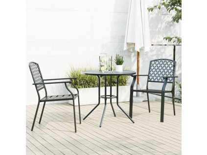 Multidom Stohovateľné záhradné stoličky 3 ks antracit práškovaná oceľ