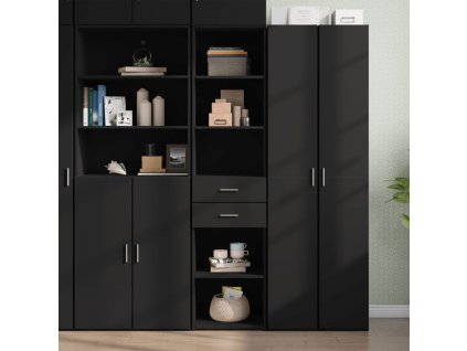 Multidom Vysoká skrinka, čierna 45x42,5x185 cm, kompozitné drevo