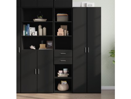 Multidom Vysoká skrinka, čierna 40x42,5x185 cm, kompozitné drevo