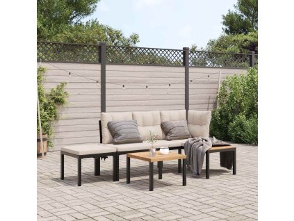 Multidom Záhradné lavičky s vankúšmi 4 ks čierne práškovaná oceľ