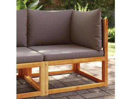 Multidom Záhradná rohová pohovka s vankúšmi, akácia a ratan