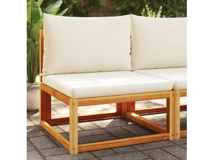 Multidom Záhradná pohovka bez opierok na ruky s vankúšmi, akácia a ratan