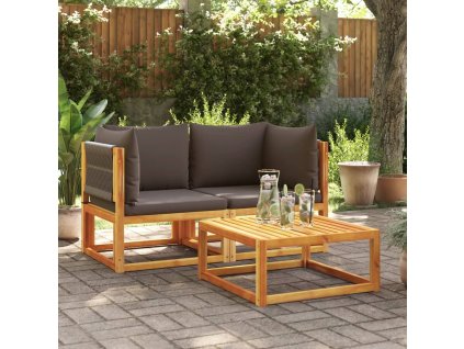 Multidom Záhradné pohovky rohové s vankúšmi 2 ks, akácia a lano