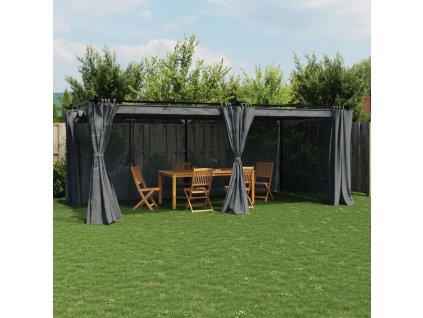 Multidom Altánok so závesmi antracitový 6x3 m oceľ