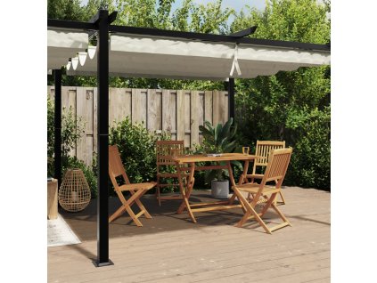 Multidom Záhradný altánok so zaťahovacou strechou krémový 3x6 m hliník