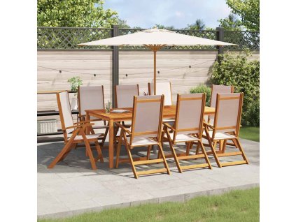 Multidom Skladacie záhradné stoličky 8 ks, akáciový masív a textilén
