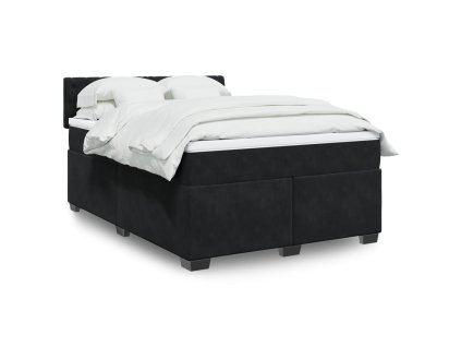 Multidom Posteľný rám boxspring s matracom čierny 140x190 cm zamat