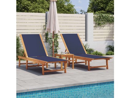 Multidom Lehátka 2 ks modré masívna akácia a textilén