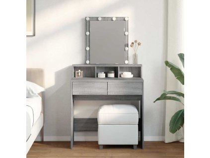 Multidom Toaletný stolík s LED sivý sonoma 80x41x144,5 cm