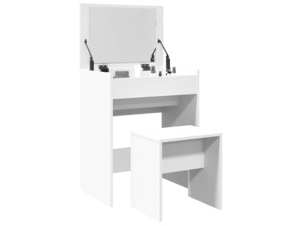 Multidom Toaletný stolík a stolička biela 60x40x113,5 cm