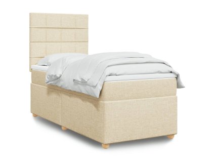 Multidom Posteľný rám boxspring s matracom krémový 90x190 cm látka