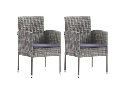 Multidom Záhradné stoličky, tmavosivé podložky 2 ks, sivé, polyratan