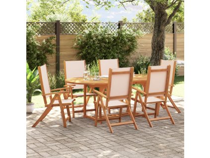 vidalXL 7-dielna záhradná jedálenská súprava akáciový masív a textilén