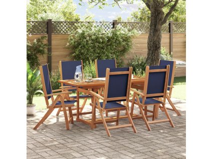 vidalXL 7-dielna záhradná jedálenská súprava akáciový masív a textilén