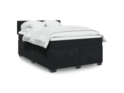 Multidom Posteľný rám boxspring s matracom čierny 160x200 cm zamat