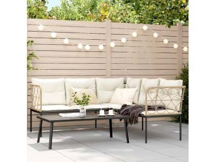 Multidom Súprava záhradných pohoviek s vankúšmi čierna oceľ a textilén