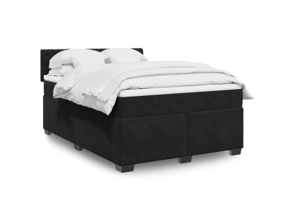 Multidom Posteľný rám boxspring s matracom čierny 140x200 cm zamat