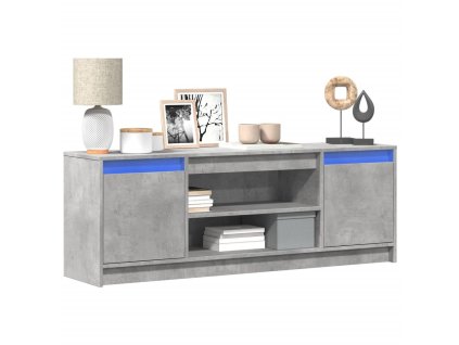 Multidom TV stolík s LED betónovosivý 139,5x34x50 cm kompozitné drevo