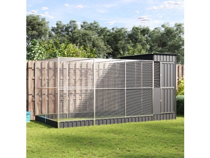 Multidom Voliéra s prístavbou, strieborná, 416x203x216 cm, oceľová