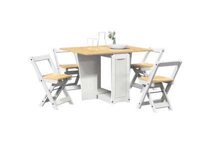 Multidom 5-diel. jedálenská súprava Corona skladacia biela borovica