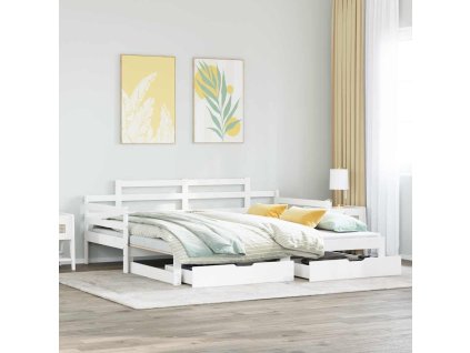 Multidom Rozkladacia denná posteľ s matracmi bez matraca biela 90x190 cm