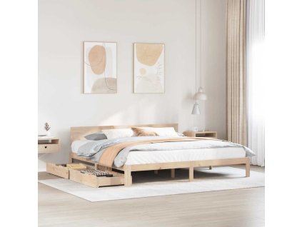 Multidom Posteľný rám a zásuvky 180x200 cm borovicový masív
