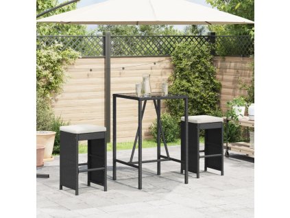 Multidom Záhradné barové stoličky s vankúšmi 2 ks čierne polyratan